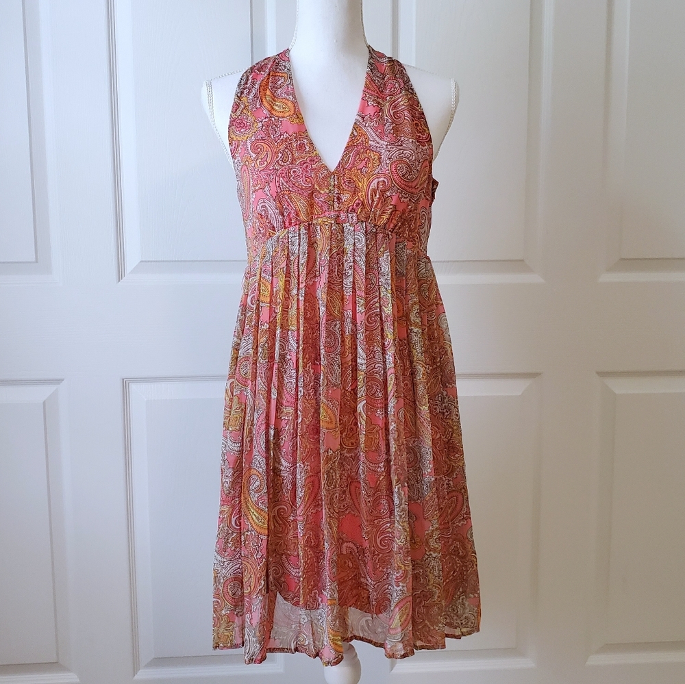 H&M paisley dress keyhole sleeveless women…